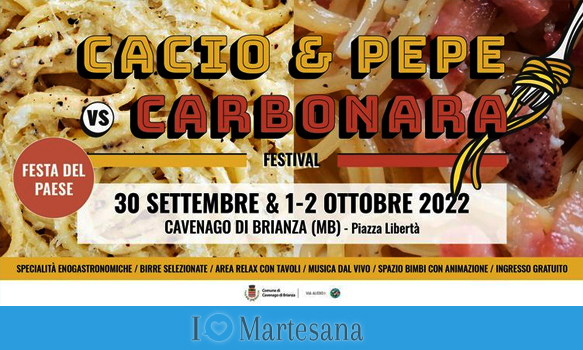 A Cavenago lo scontro culinario “Cacio & Pepe VS Carbonara Festival”