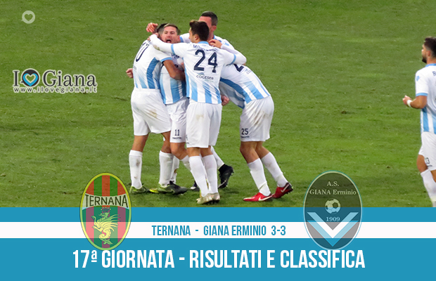 17 Ternana Giana Erminio 3-3 risultati e classifica 17 giornata serie C girone B